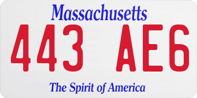 MA license plate 443AE6