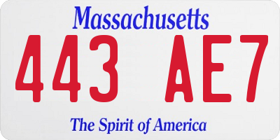 MA license plate 443AE7