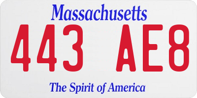 MA license plate 443AE8