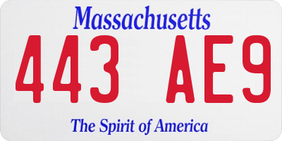MA license plate 443AE9