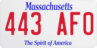 MA license plate 443AF0