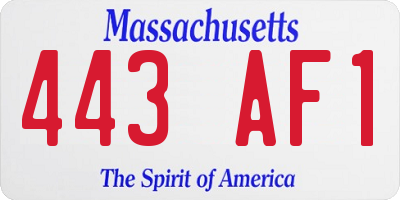 MA license plate 443AF1