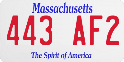 MA license plate 443AF2