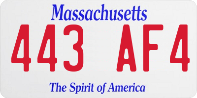 MA license plate 443AF4