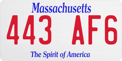 MA license plate 443AF6