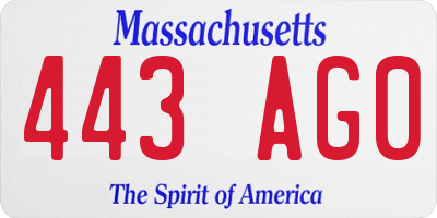 MA license plate 443AG0