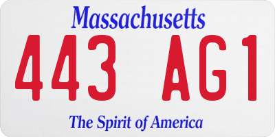 MA license plate 443AG1