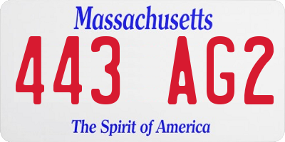 MA license plate 443AG2