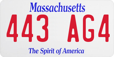 MA license plate 443AG4
