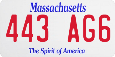 MA license plate 443AG6