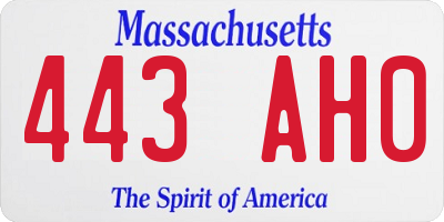 MA license plate 443AH0