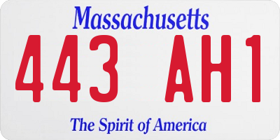 MA license plate 443AH1