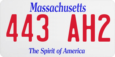 MA license plate 443AH2