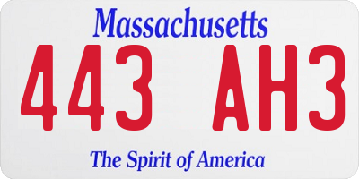 MA license plate 443AH3