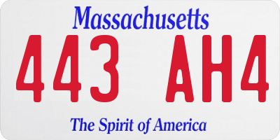 MA license plate 443AH4