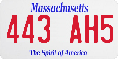 MA license plate 443AH5
