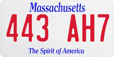 MA license plate 443AH7