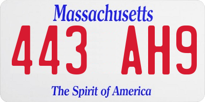 MA license plate 443AH9
