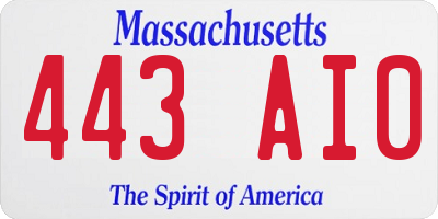 MA license plate 443AI0