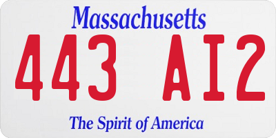 MA license plate 443AI2