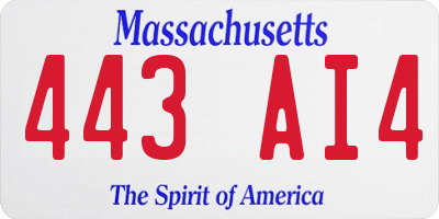 MA license plate 443AI4