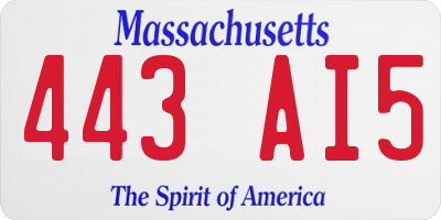 MA license plate 443AI5