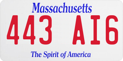 MA license plate 443AI6
