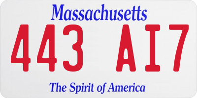 MA license plate 443AI7