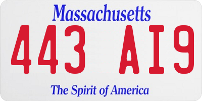 MA license plate 443AI9