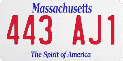 MA license plate 443AJ1