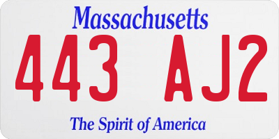 MA license plate 443AJ2