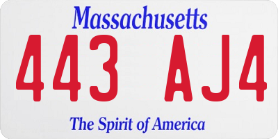 MA license plate 443AJ4