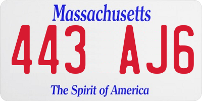 MA license plate 443AJ6