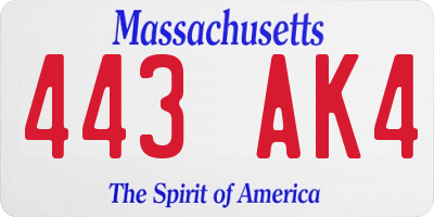 MA license plate 443AK4