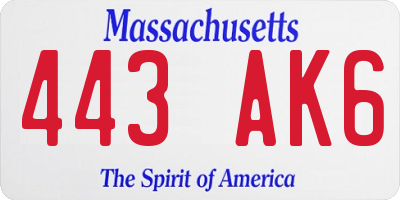 MA license plate 443AK6