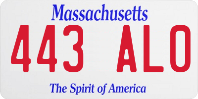 MA license plate 443AL0