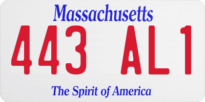 MA license plate 443AL1