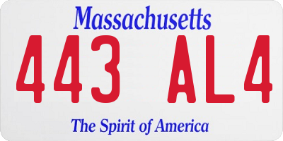 MA license plate 443AL4