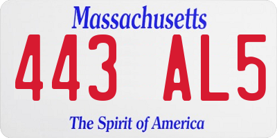 MA license plate 443AL5