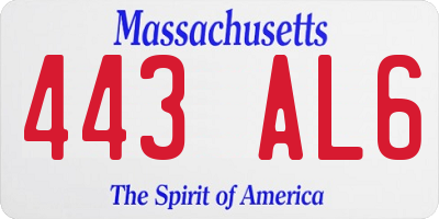 MA license plate 443AL6