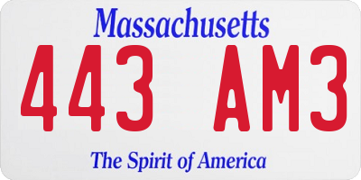 MA license plate 443AM3