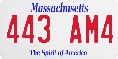 MA license plate 443AM4
