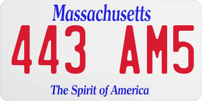MA license plate 443AM5