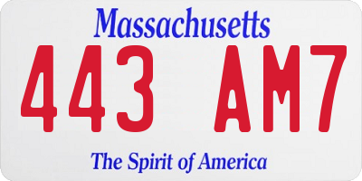 MA license plate 443AM7