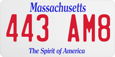 MA license plate 443AM8