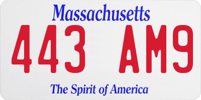 MA license plate 443AM9