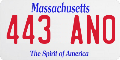 MA license plate 443AN0