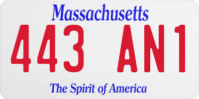 MA license plate 443AN1