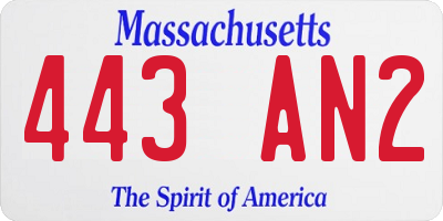MA license plate 443AN2