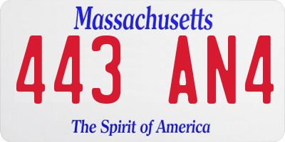 MA license plate 443AN4
